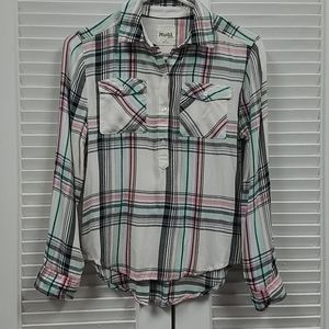 Button down plaid pastels and black and white